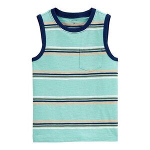 Baby Boy Carter's Striped Pocket Tank Top, Infant Boy's Turquoise Stripe 3 month